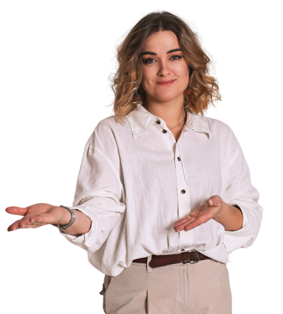 Anna Jarzynka wirtualna asystentka proponuje wsparcie online w prowadzeniu dzialalnosci, na zdjeciu zastanawia sie jak moze pomoc wirtualna asystentka